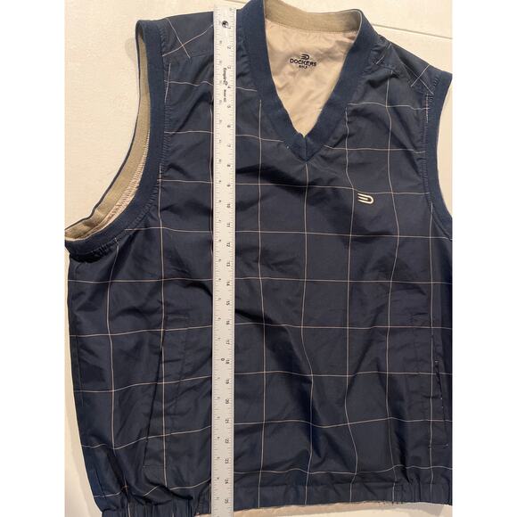 Dockers Golf Pullover Windbreaker Rain Vest Large Navy Tan Reversible Sz M men - Picture 4 of 7